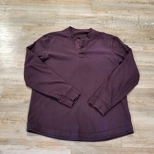 Unbranded Heavy Knit Henley Long Sleeve Tee Shirt Maroon Burgandy Mens Medium